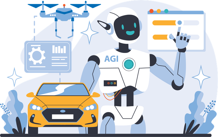 Agi robot doing car service  Illustration