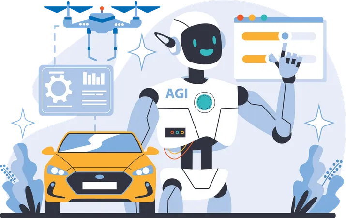 Agi robot doing car service  Illustration
