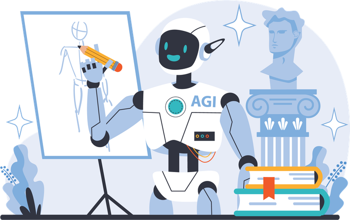 AGI Robot making painting  Illustration