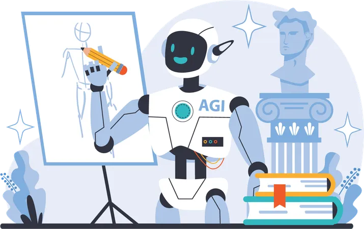 AGI Robot making painting  Illustration
