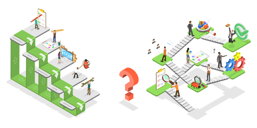 Agile vs Waterfall Methodologies  Illustration