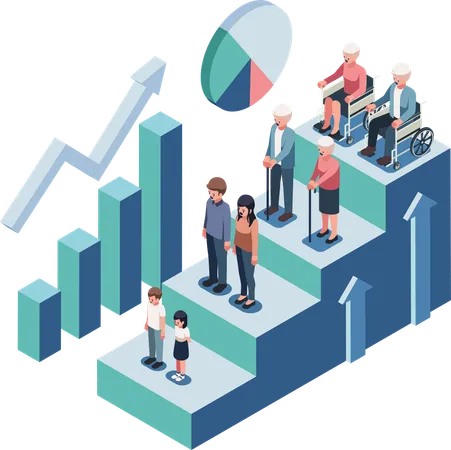 Aging population graph  Illustration