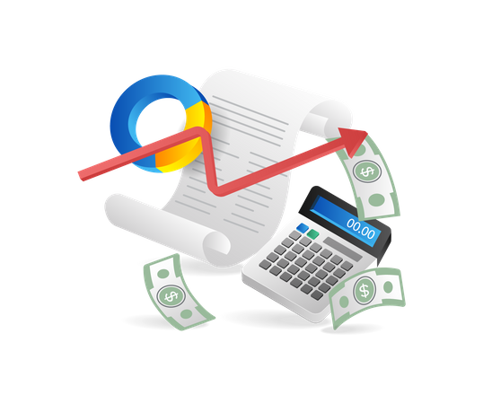 Agreement letter calculating business income money  일러스트레이션