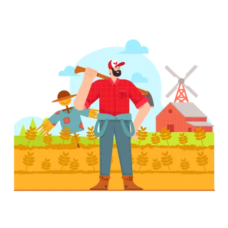 Agriculteur à la ferme  Illustration