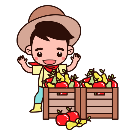 Agriculteur avec une corbeille de fruits  Illustration