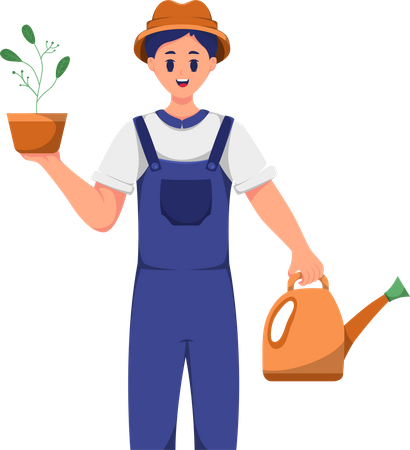 Agriculteur avec plante  Illustration