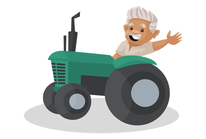 Agriculteur conduisant un tracteur  Illustration