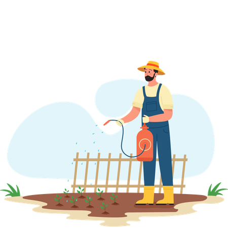 Agriculteur masculin Utilisation de pesticides  Illustration