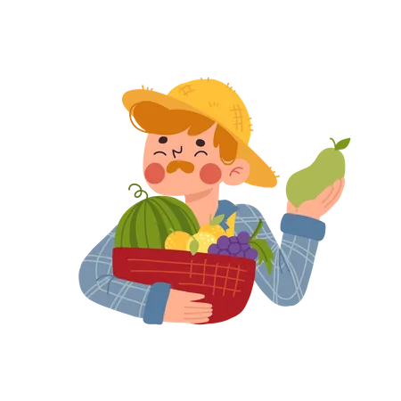 Agriculteur local tenant des fruits  Illustration