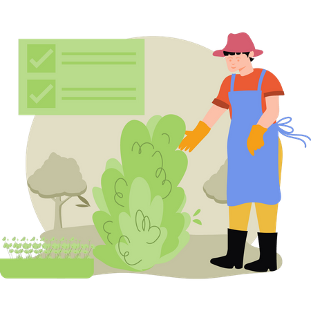 Agriculteur prenant soin des plantes  Illustration