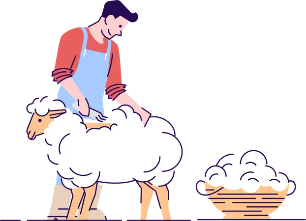 Agriculteur tondant des moutons  Illustration