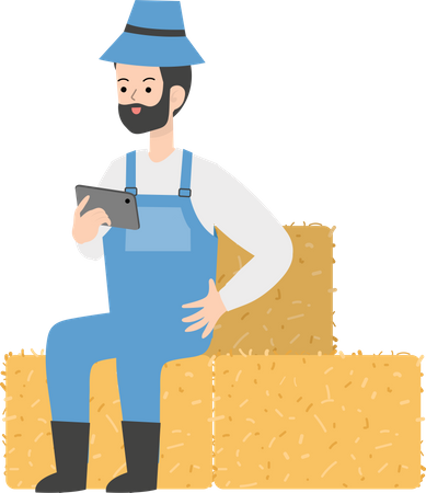 Agriculteur utilisant une tablette  Illustration