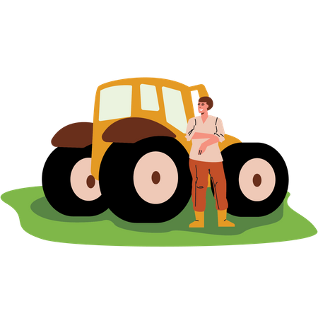 Agricultor com trator  Ilustração