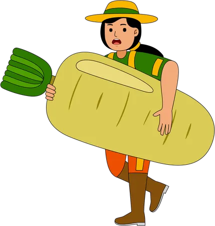 Agricultor de pie con verduras  Illustration