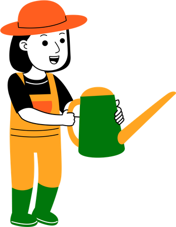 Agricultor segurando lata de água  Ilustração