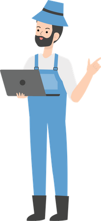 Agricultor trabalhando no laptop  Illustration