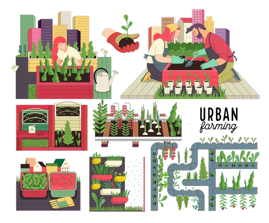 Agricultura urbana e jardinagem  Ilustração