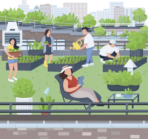 Agricultura em terraço  Ilustração