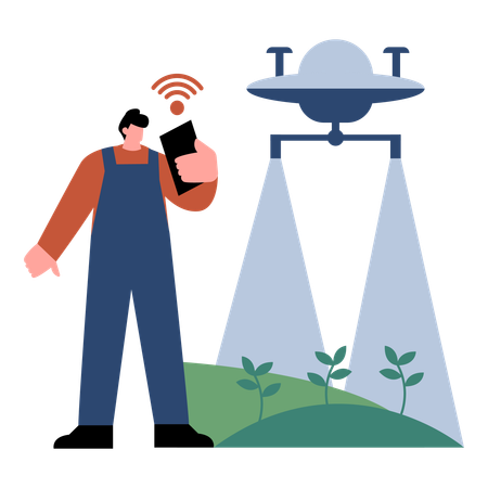 Agricultura sostenible con tecnología  Ilustración