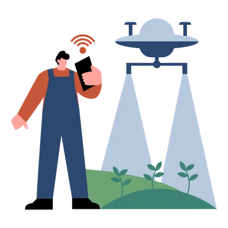 Agricultura sostenible con tecnología  Ilustración