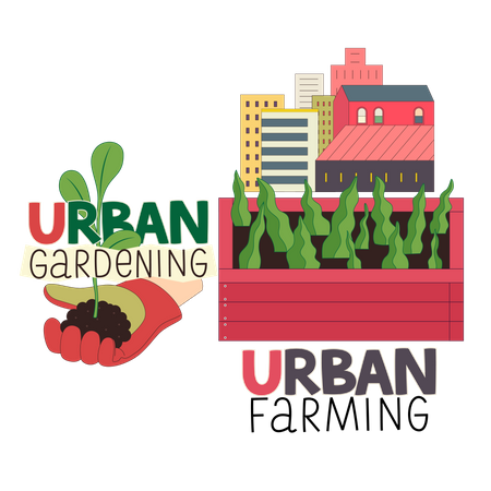 Agricultura y jardinería urbanas.  Ilustración