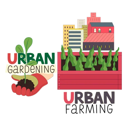 Agricultura y jardinería urbanas.  Ilustración