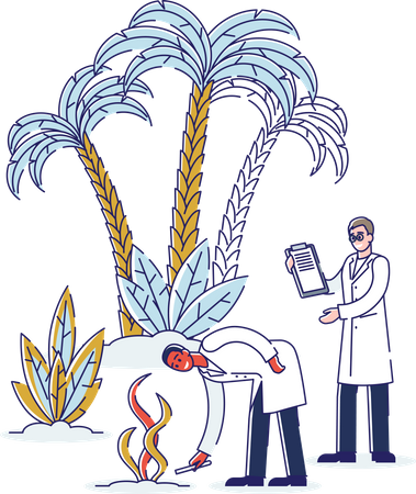 Agriculture research and testing done by specialists Illustration