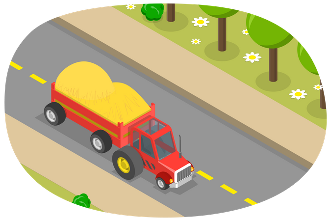 Agriculture Tractor and Farm Equipment  イラスト