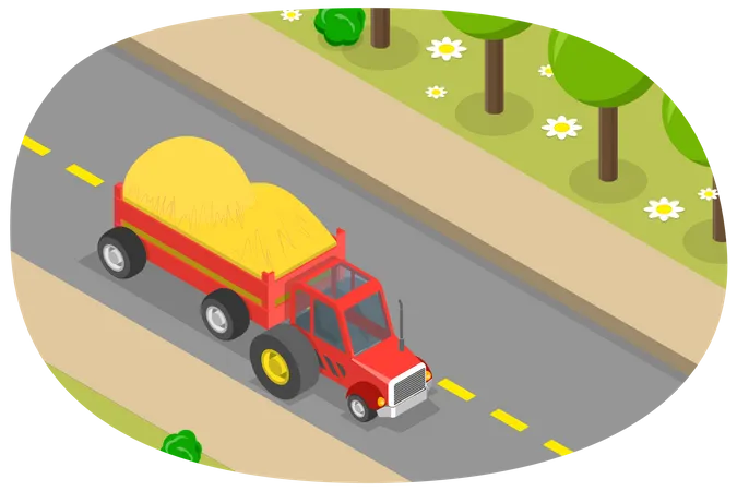 Agriculture Tractor and Farm Equipment  イラスト