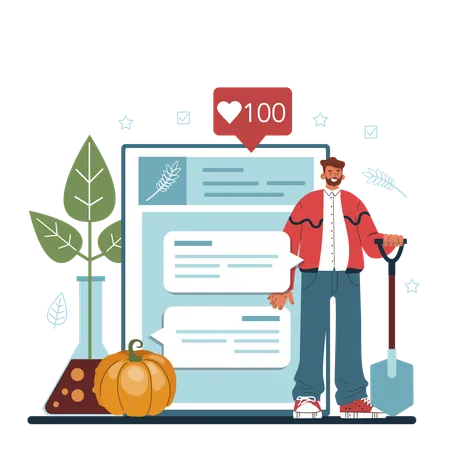 Argonomist Online Service Or Platform Scientist Making Research In Agriculture Organic Harvest Selection And Cultivation Online Forum Flat Vector Illustration イラスト