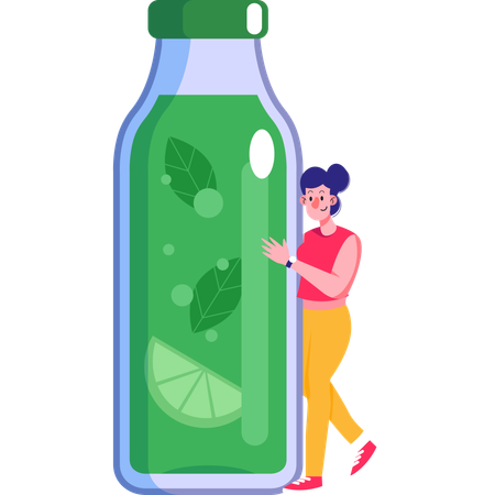 Beber agua ayuda a mantener los líquidos corporales.  Ilustración