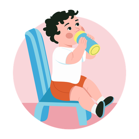 Bebé bebiendo agua  Ilustración