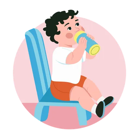 Bebé bebiendo agua  Ilustración