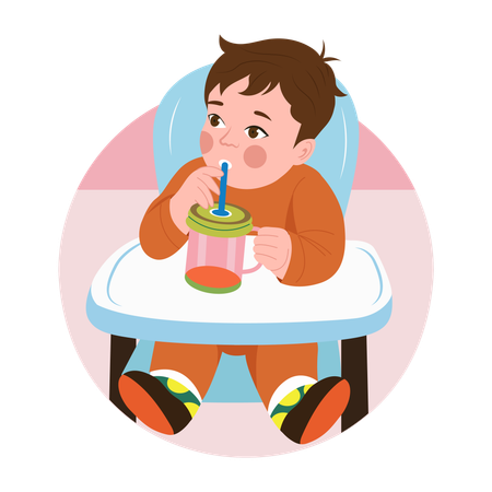 Bebé bebiendo agua  Ilustración