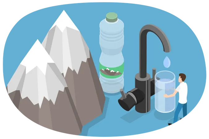 Agua mineral fresca de montaña  Ilustración