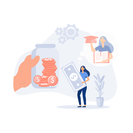 Ahorrar dinero para la educación Presupuesto de planificación de personas  Ilustración