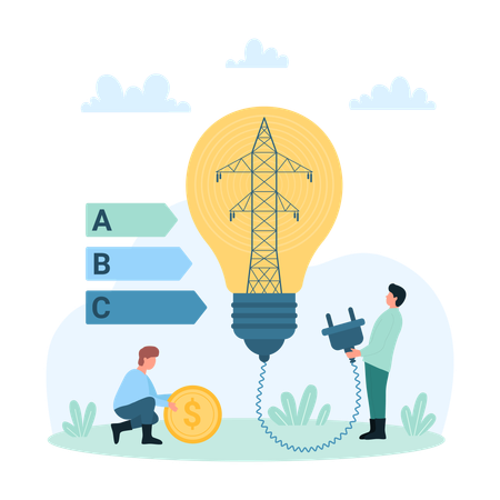 Ahorra energía y electricidad.  Illustration