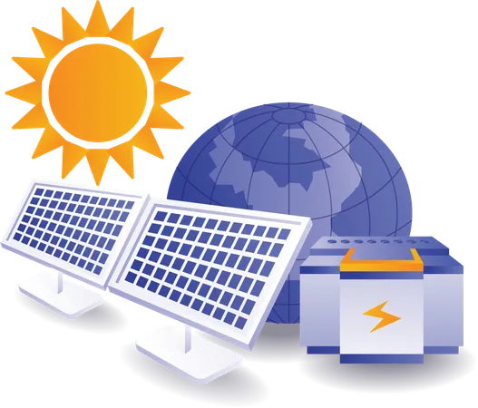 Ahorro de energía eléctrica en central eléctrica.  Ilustración