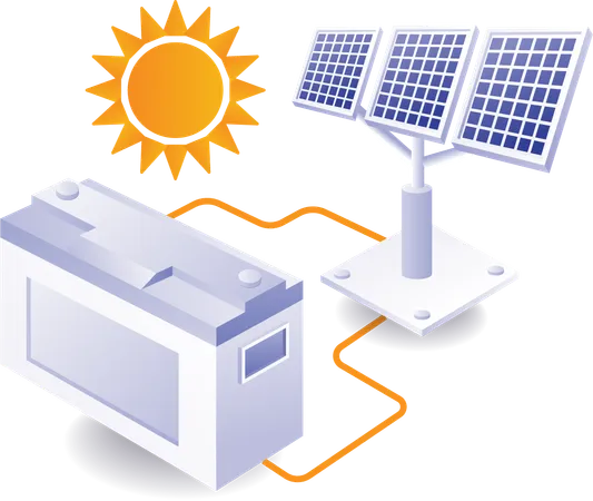 Ahorro de energía paneles solares eco verde  Ilustración