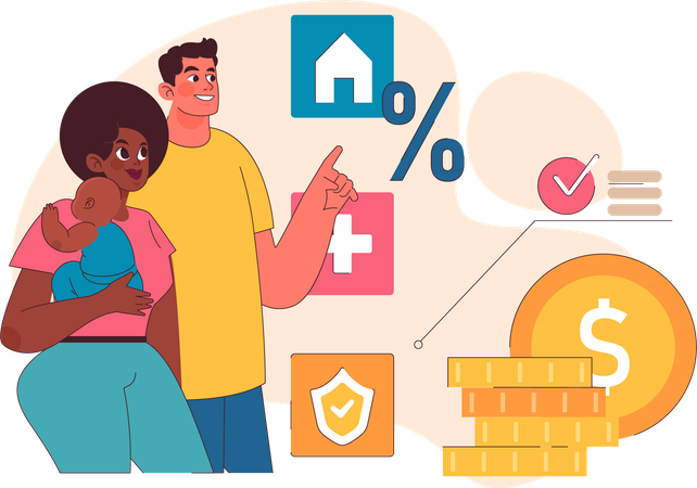 Ahorro familiar  Ilustración