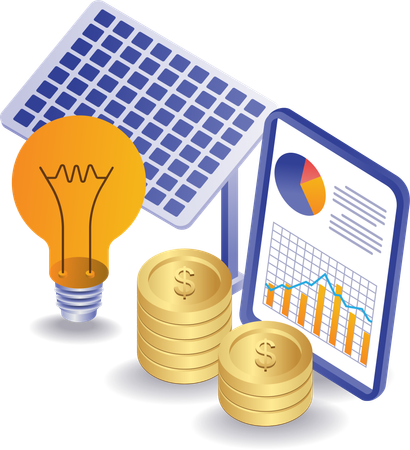 Ahorro invirtiendo en el negocio de energía de paneles solares  Ilustración