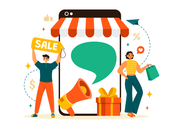 Ahorros en compras navideñas  Ilustración