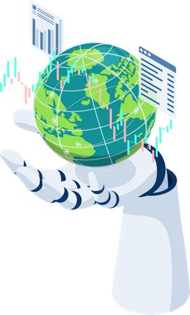 Ai Artificial Intelligence Analysis Stock Market Data Around The World Illustration
