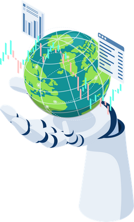 Ai Artificial Intelligence Analysis Stock Market Data Around The World  Illustration