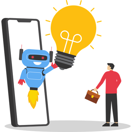 AI artificial intelligence technology to think and advice new idea  Illustration