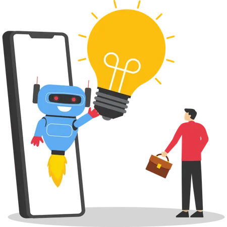 AI artificial intelligence technology to think and advice new idea  Illustration