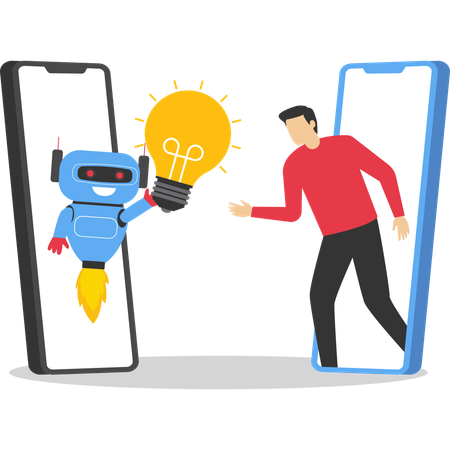AI artificial intelligence technology to think and advice new idea  Illustration