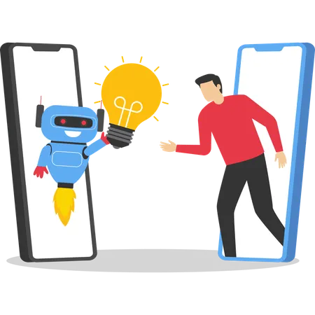 AI artificial intelligence technology to think and advice new idea  Illustration