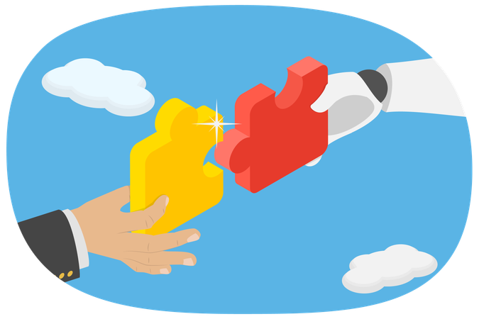 AI Assistant Helping to Do Business  Illustration