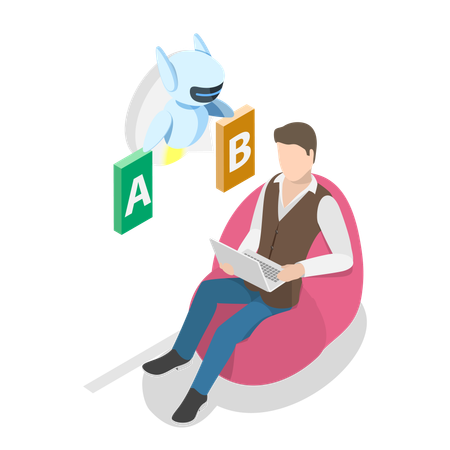 AI assistant helping working man  Illustration